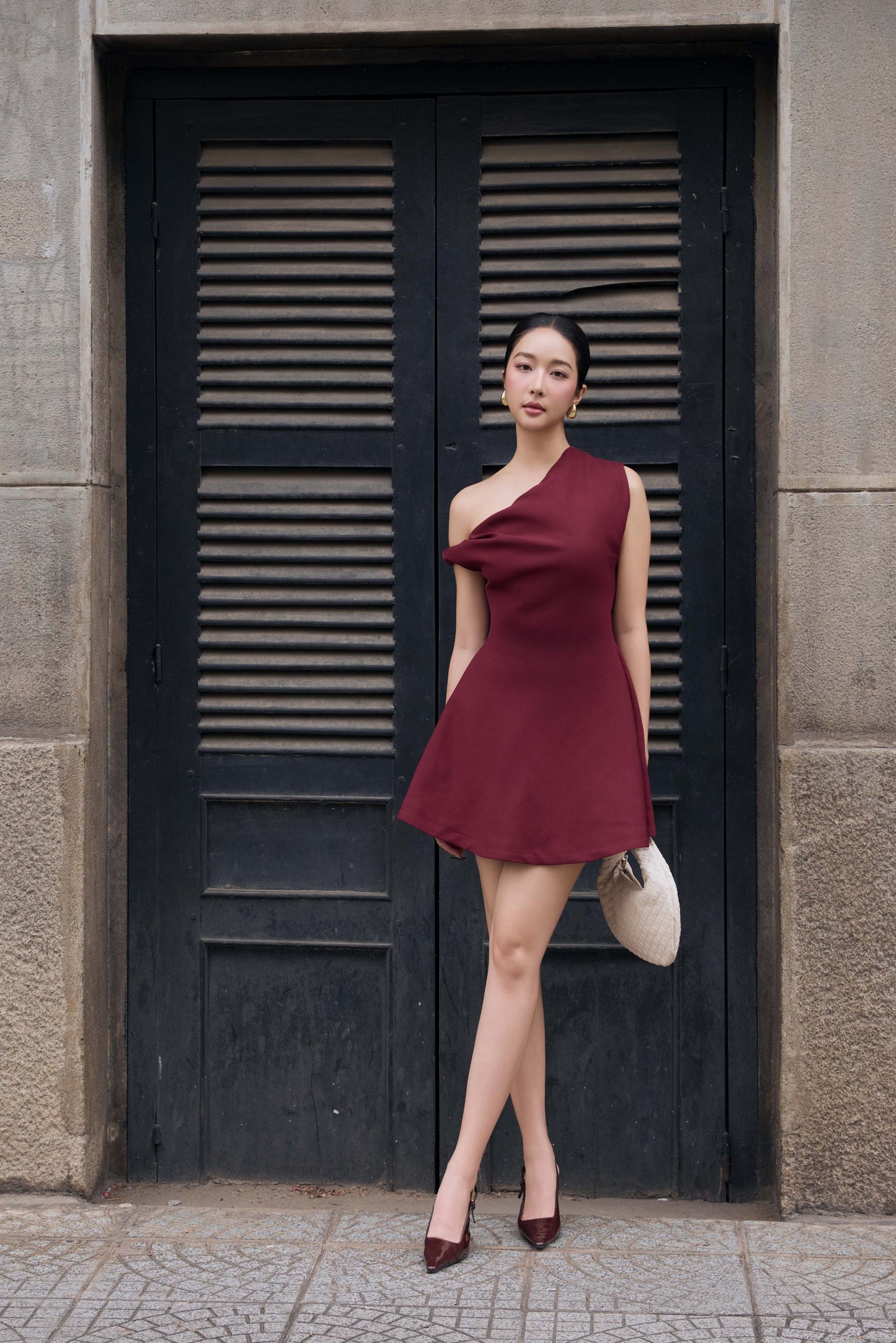 Eryk One-Shoulder Flare Dress