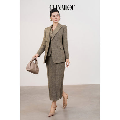 Layered Blazer Skirt Set