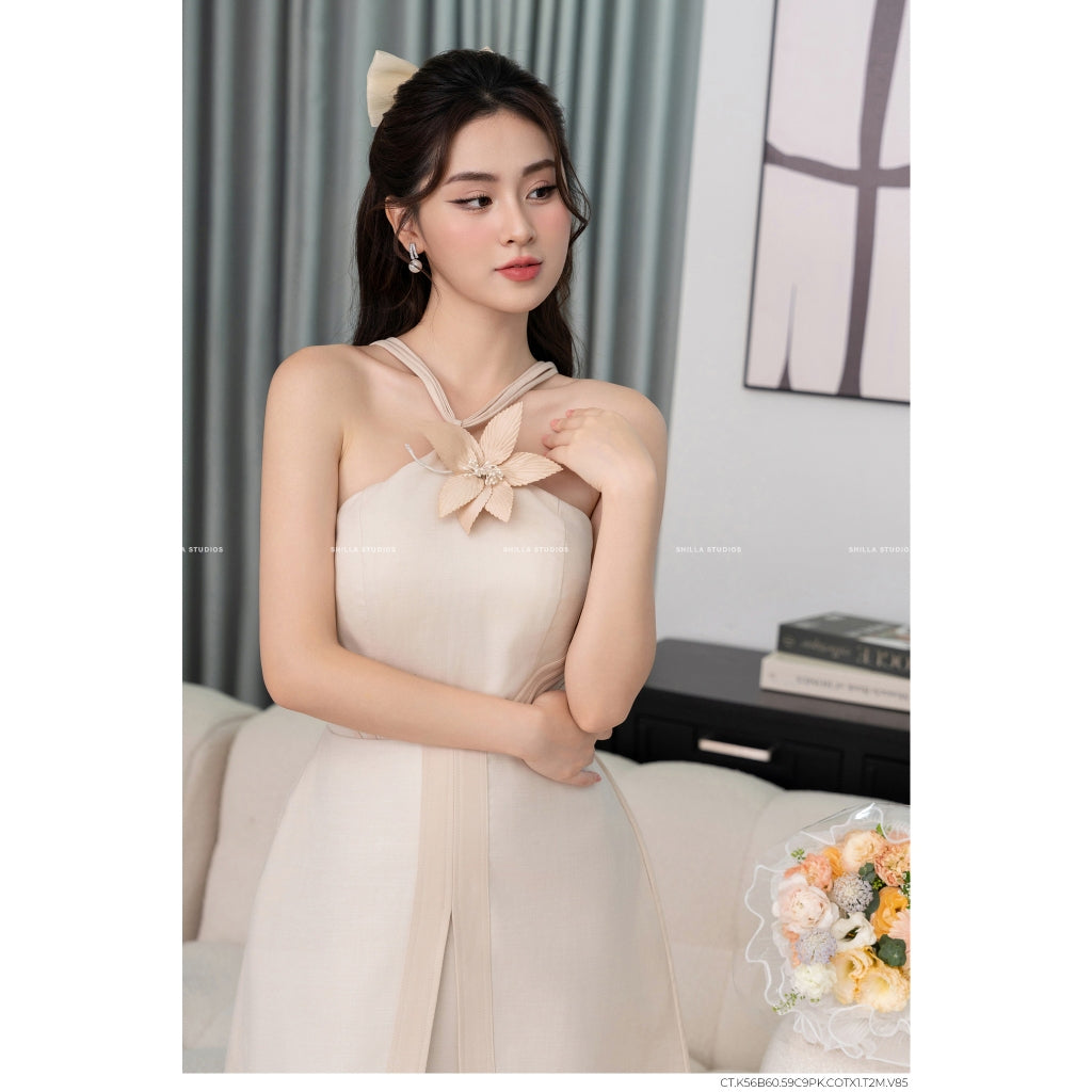 Shilla Cream Halter Dress
