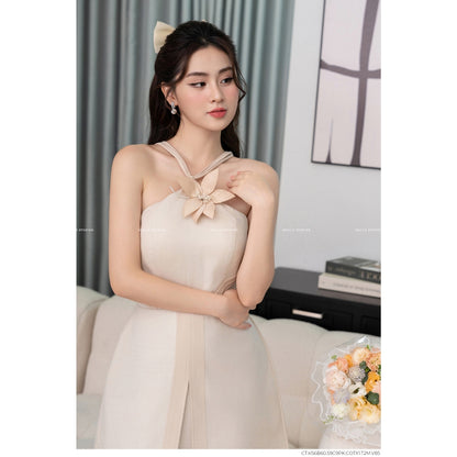 Shilla Cream Halter Dress