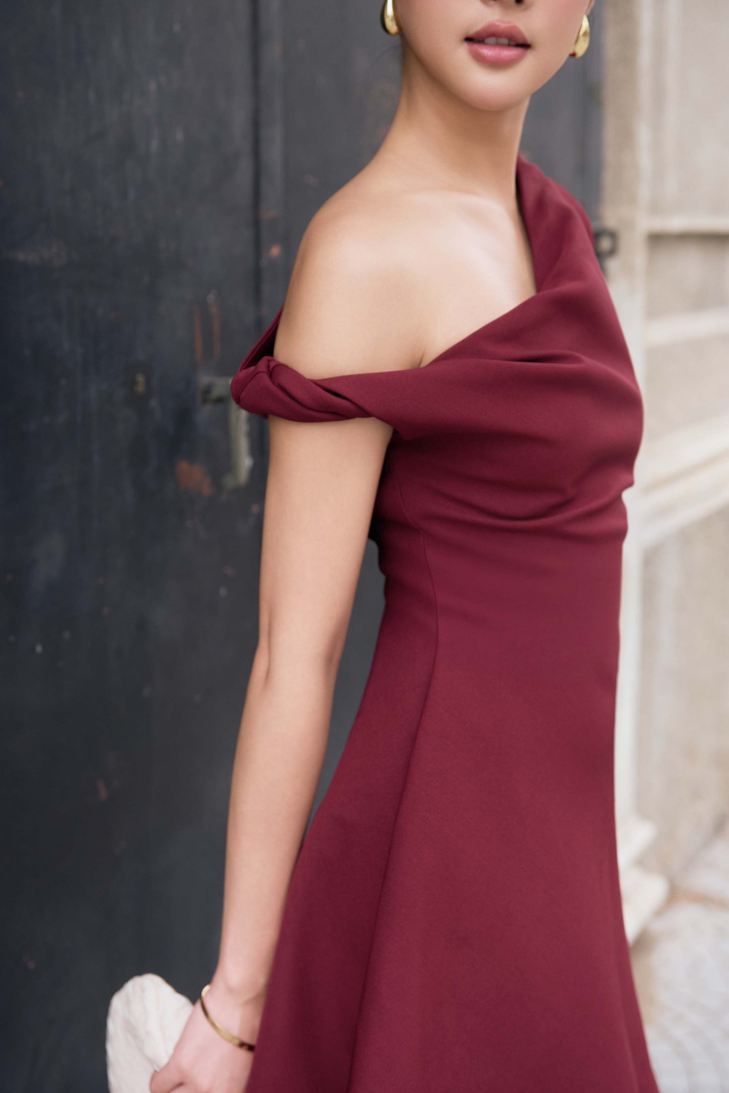 Eryk One-Shoulder Flare Dress