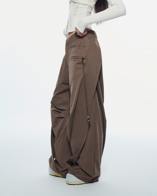Tailored minimalist pants with below-navel waist