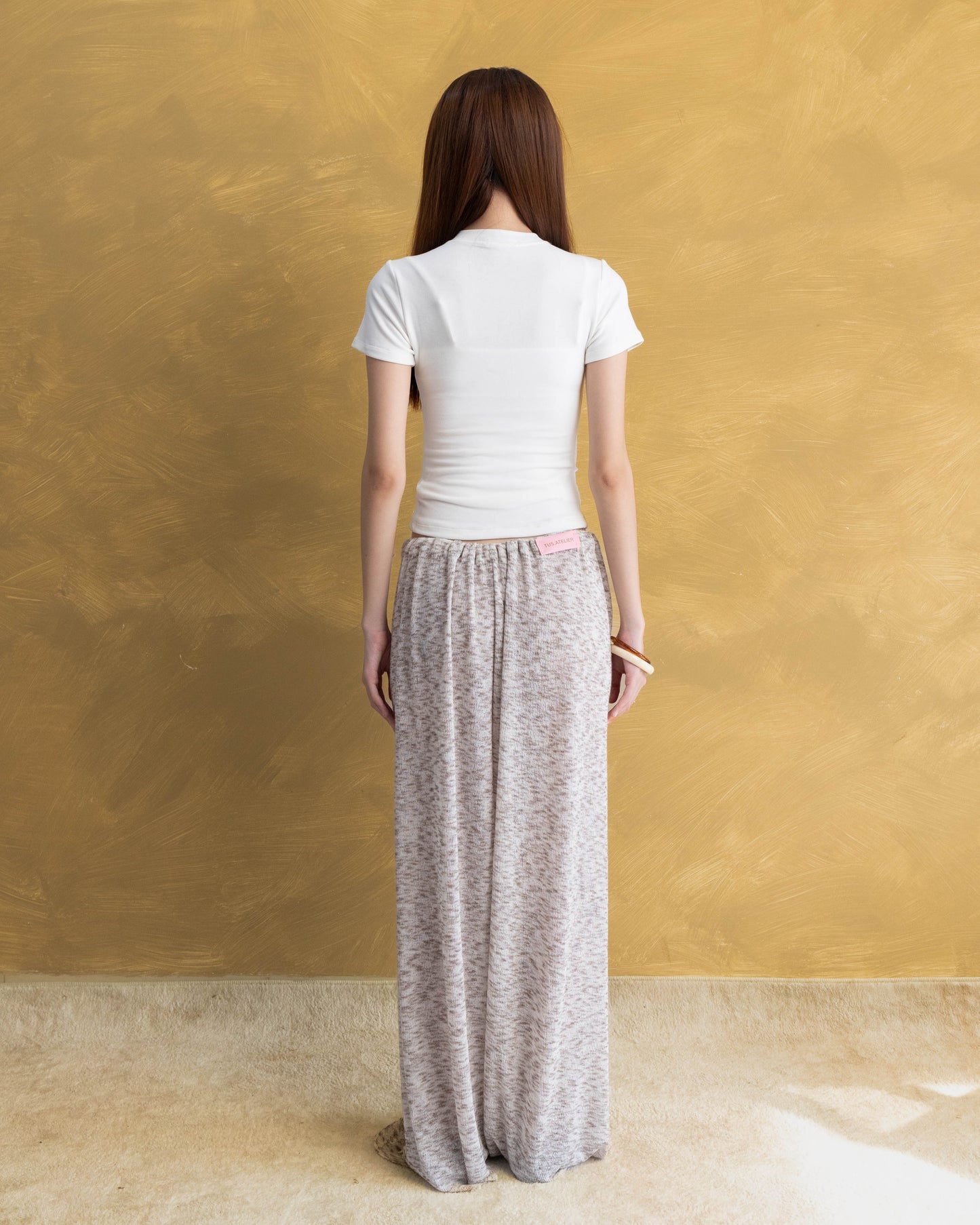 Relaxed fit women’s knit pants with mesh lining