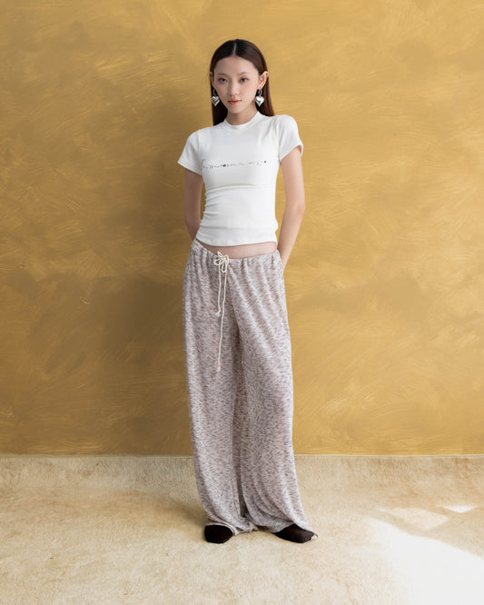 Relaxed fit women’s knit pants with mesh lining