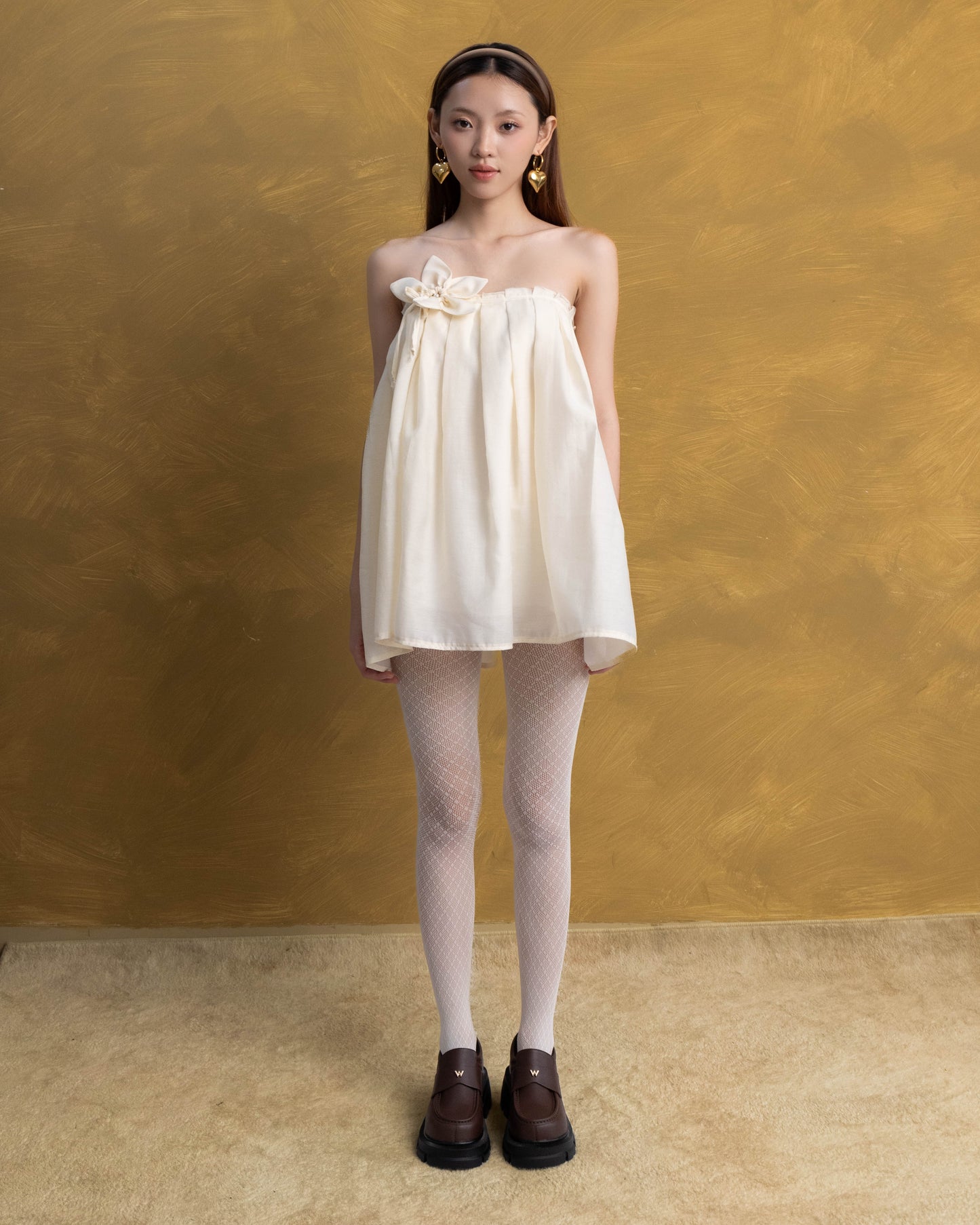 Pleated Linen Blend Midi Skirt with Silk Lining