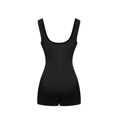 Black bodysuit on a white background