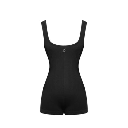 Black bodysuit on a white background