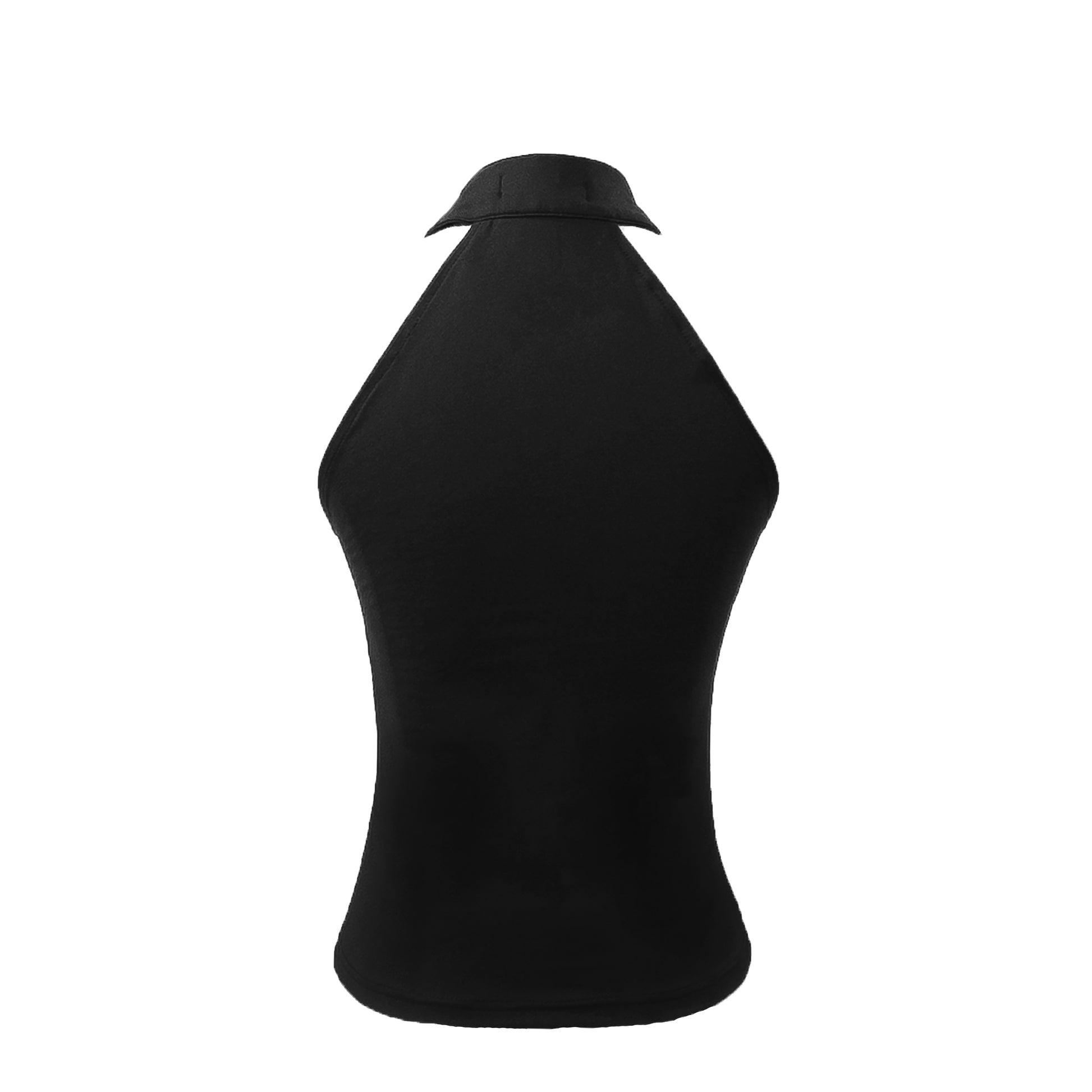 Black halter top on a white background