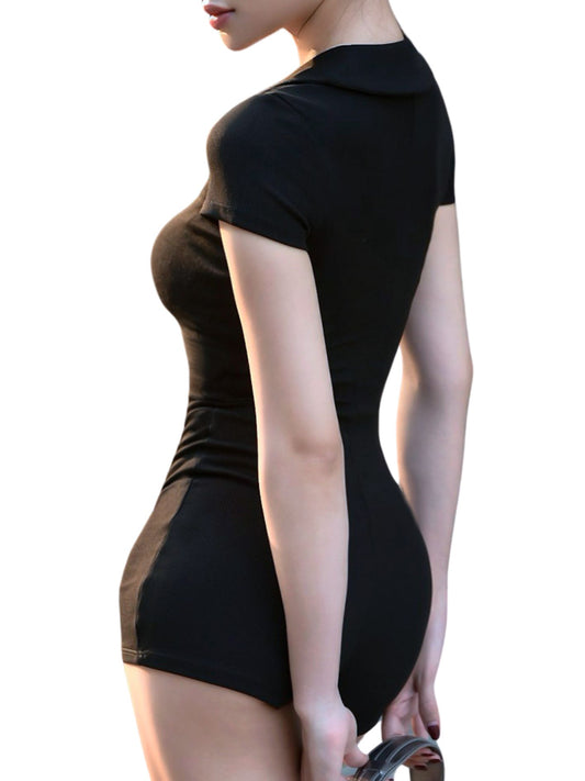 Black dress with mesh panels on a white background