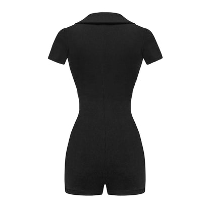 Black romper on a white background