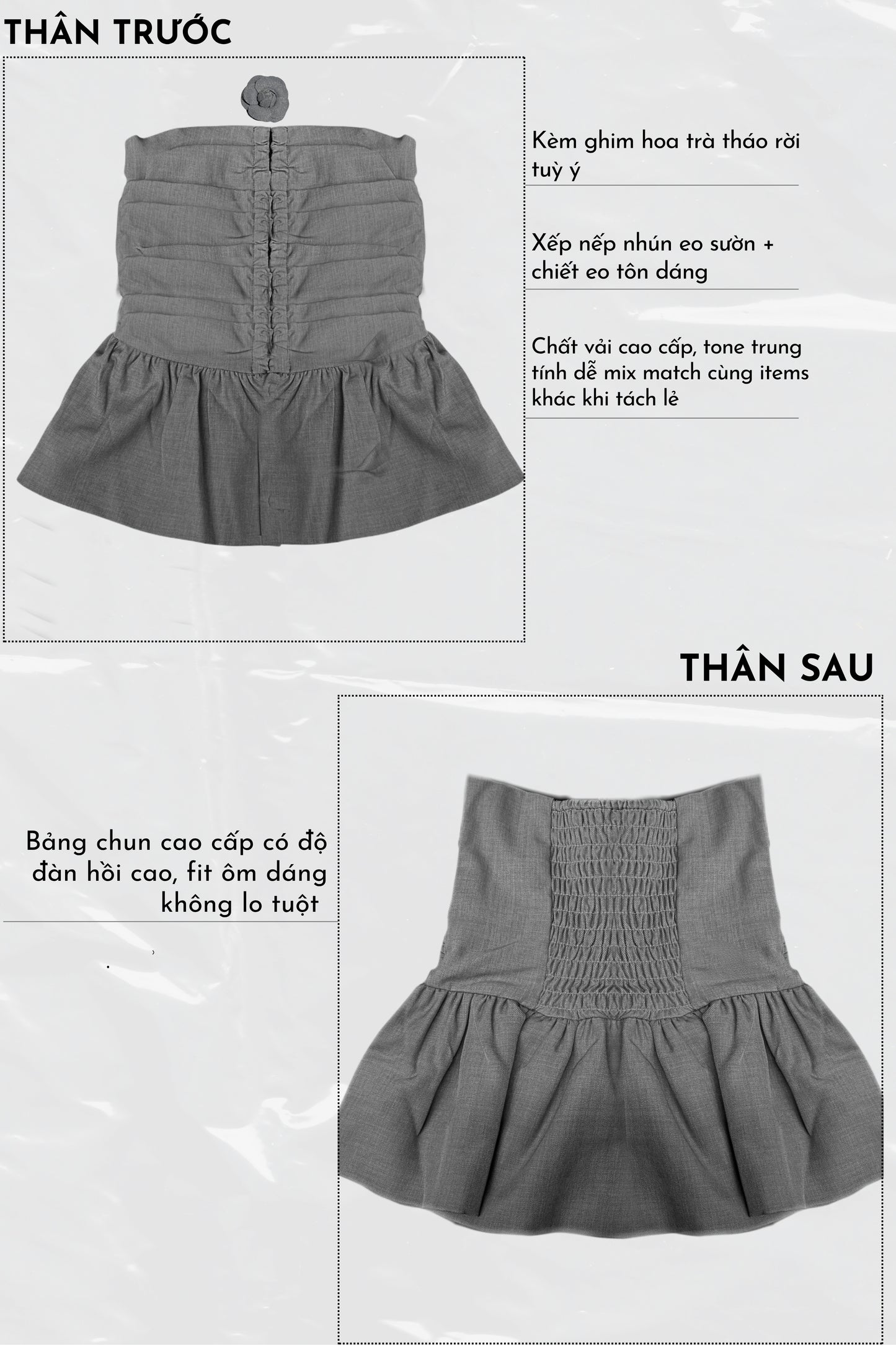 Fabric close-up – pleated detailing and stitching