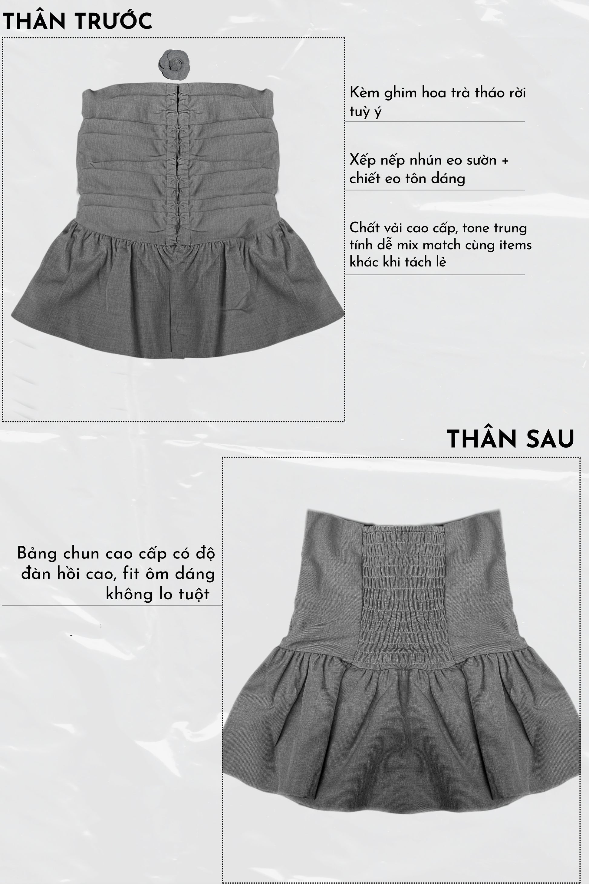 Fabric close-up – pleated detailing and stitching