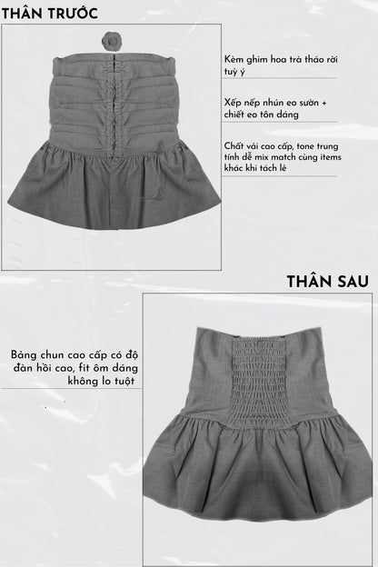 Fabric close-up – pleated detailing and stitching