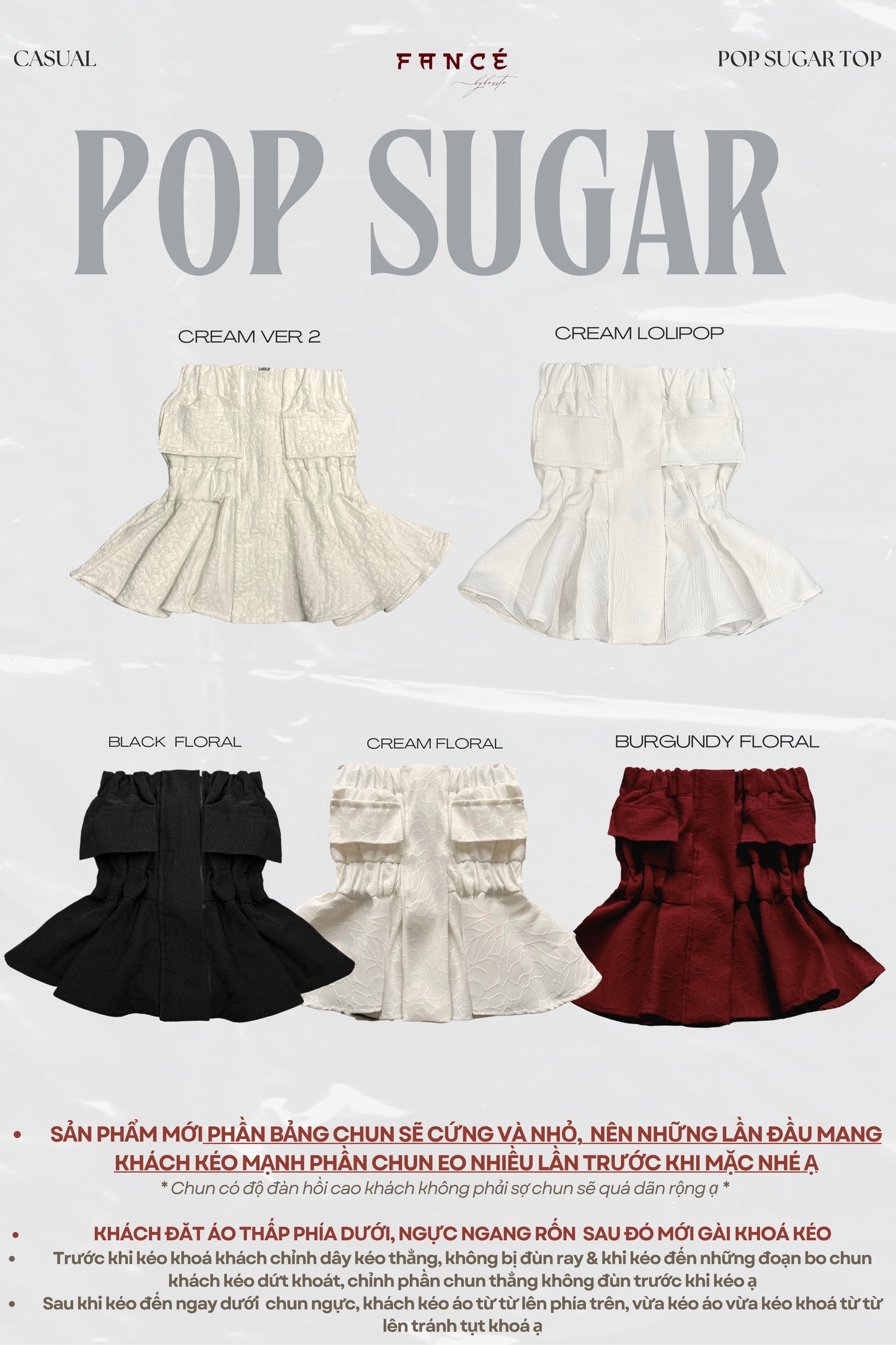 Promotional image of skirts with 'Pop Sugar' branding and product names.