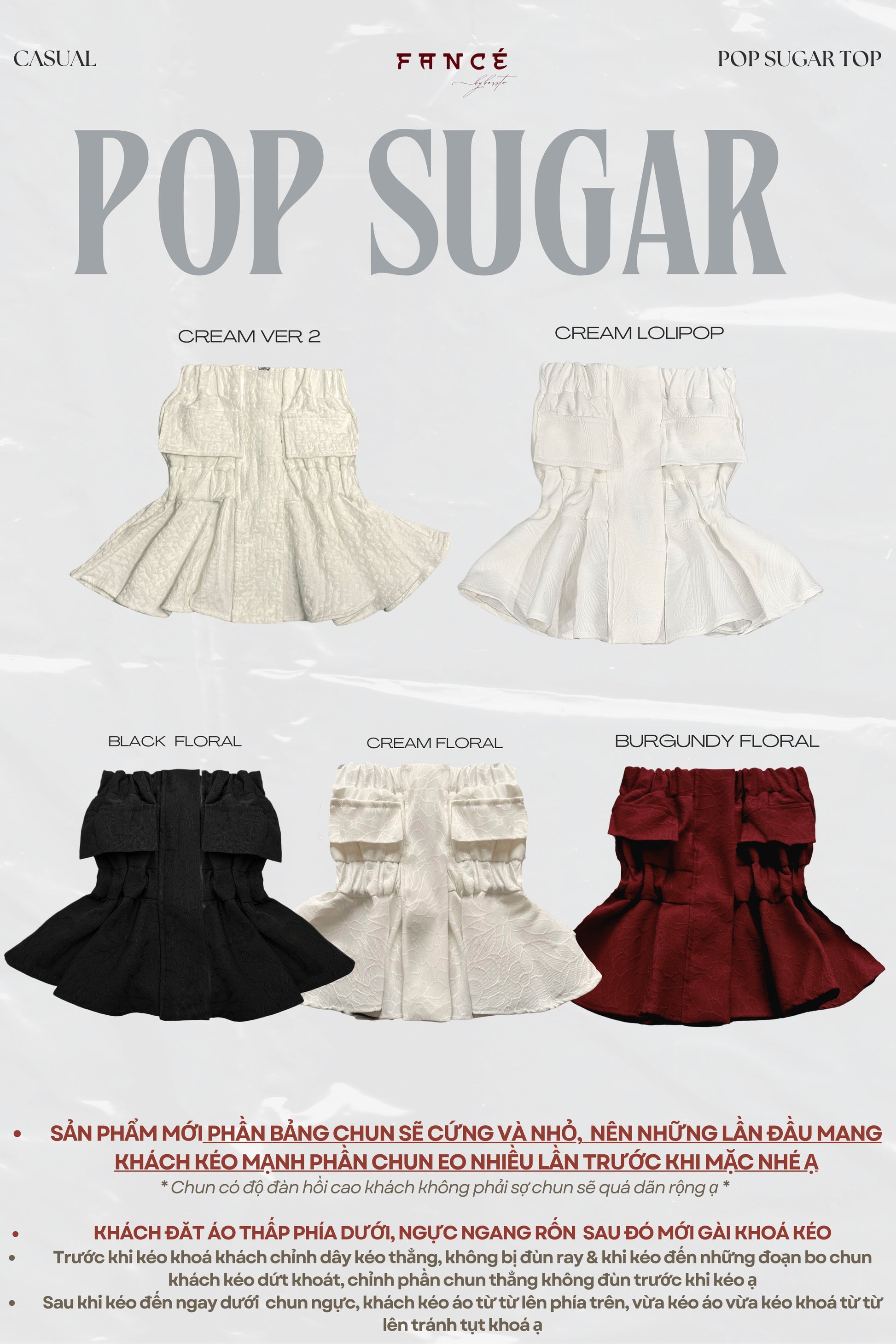 Promotional image of skirts with 'Pop Sugar' branding and product names.
