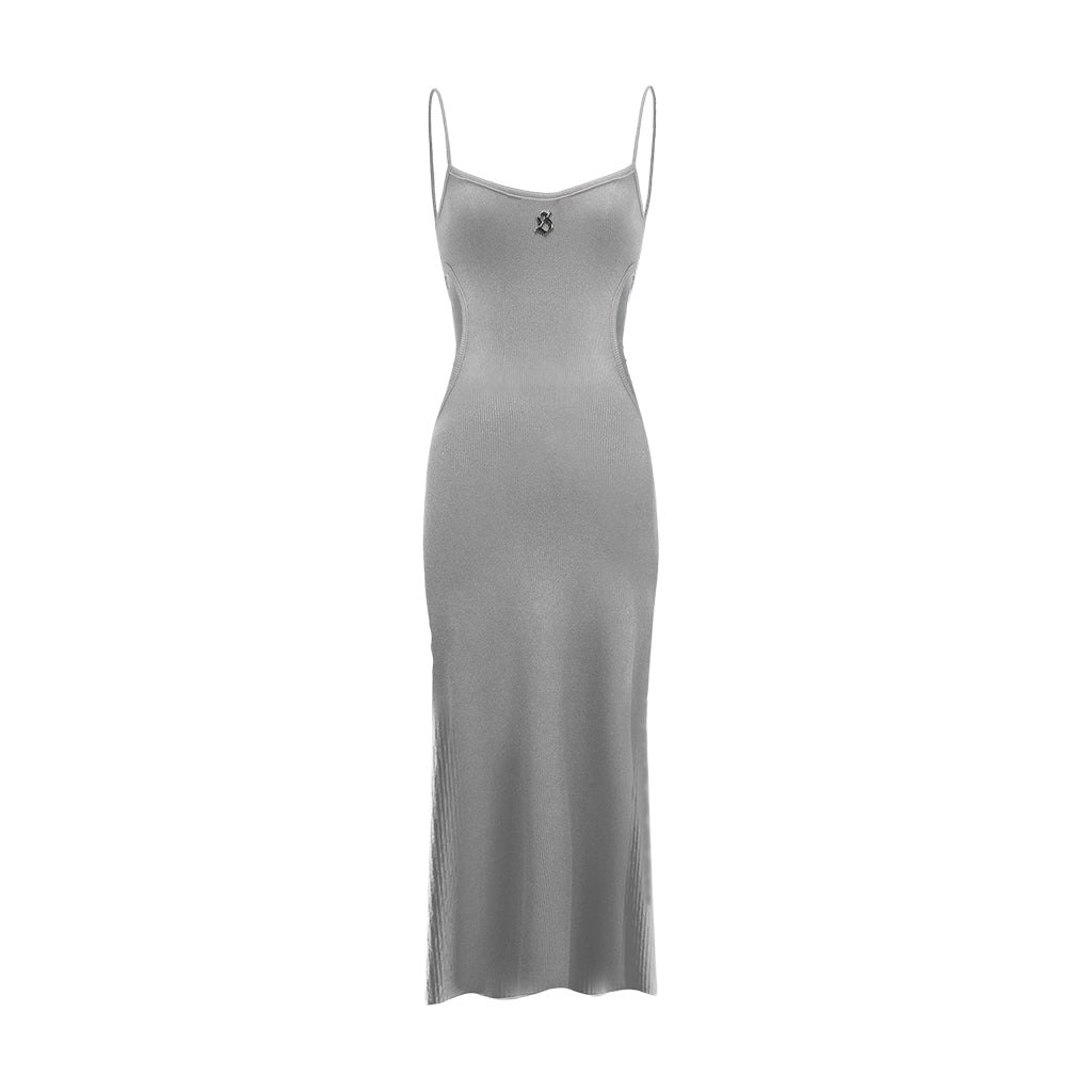 Gray slip dress on a white background