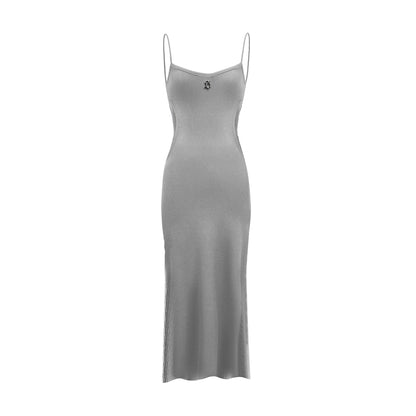 Gray slip dress on a white background