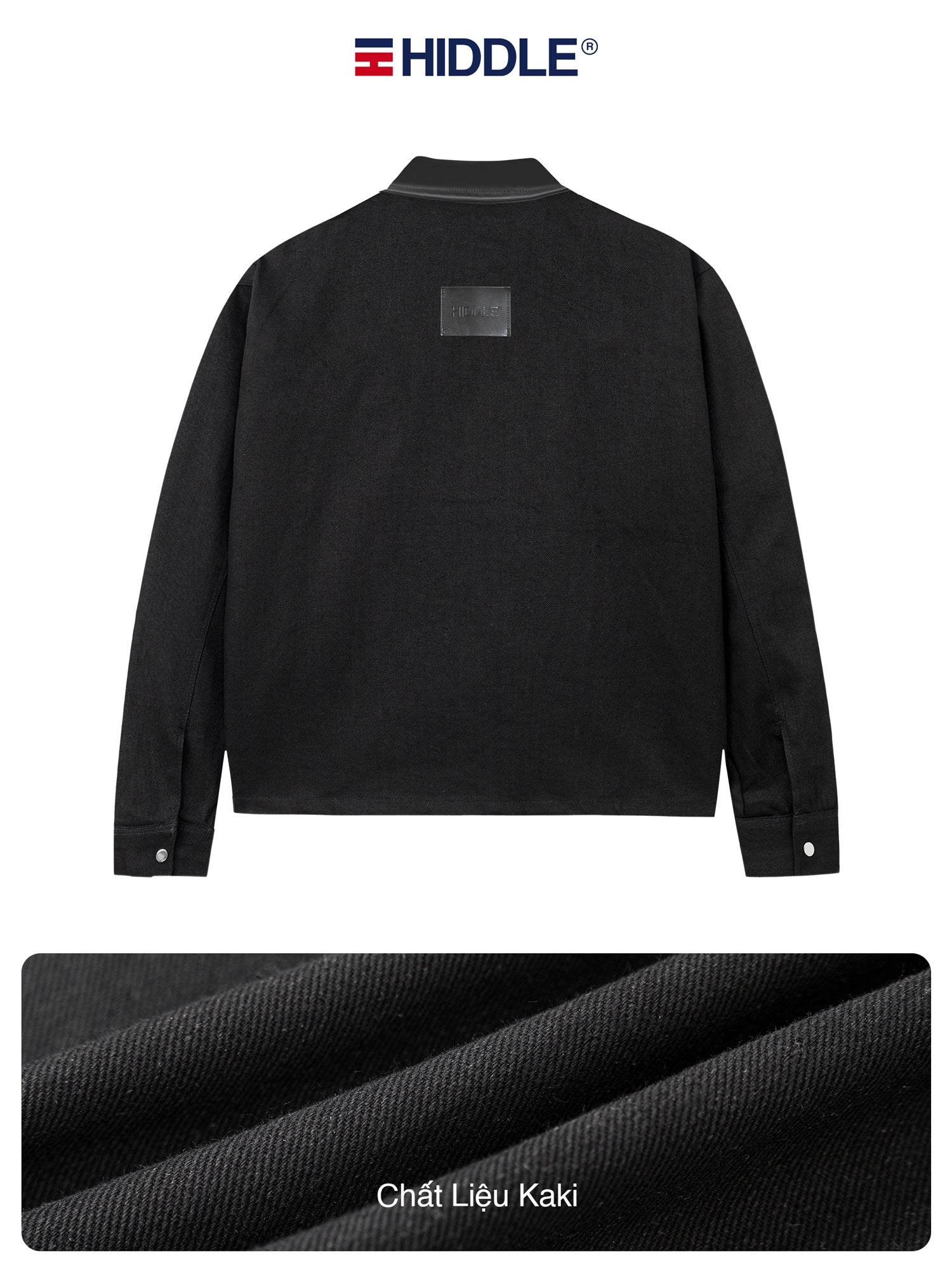 Black jacket with Hiddle logo on a white background