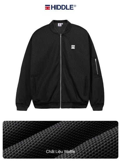 Black jacket with Hiddle logo on a white background