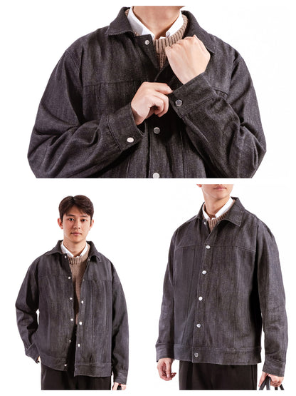 HIDDLE Men’s Classic Premium Denim Jacket