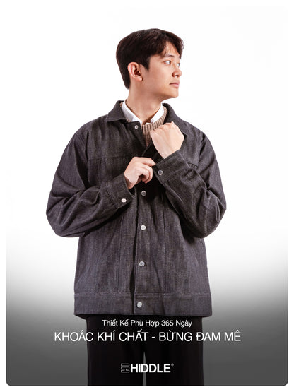HIDDLE Men’s Classic Premium Denim Jacket