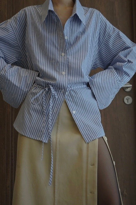 Striped Cotton Tie-Back Shirt
