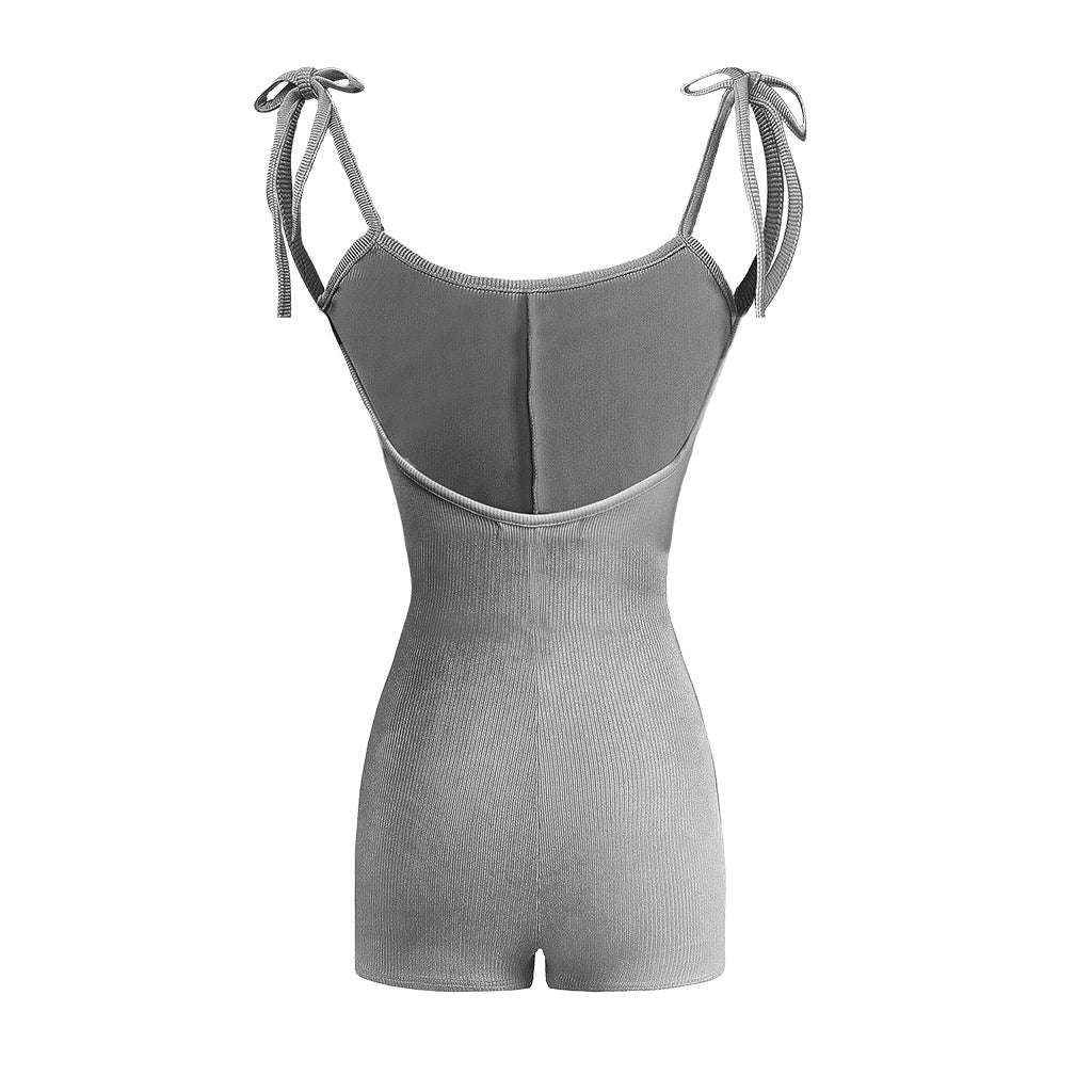 Gray romper with thin straps on a white background