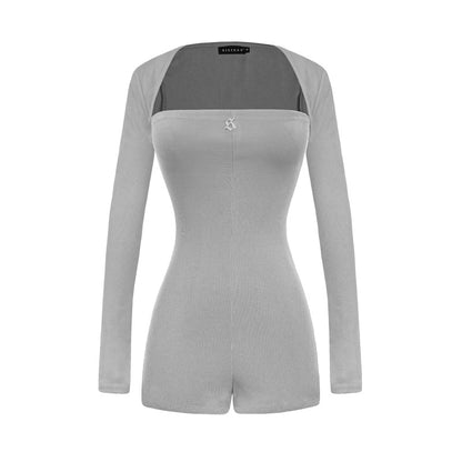 Gray romper with long sleeves on a white background