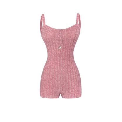 Pink romper with thin straps on a white background