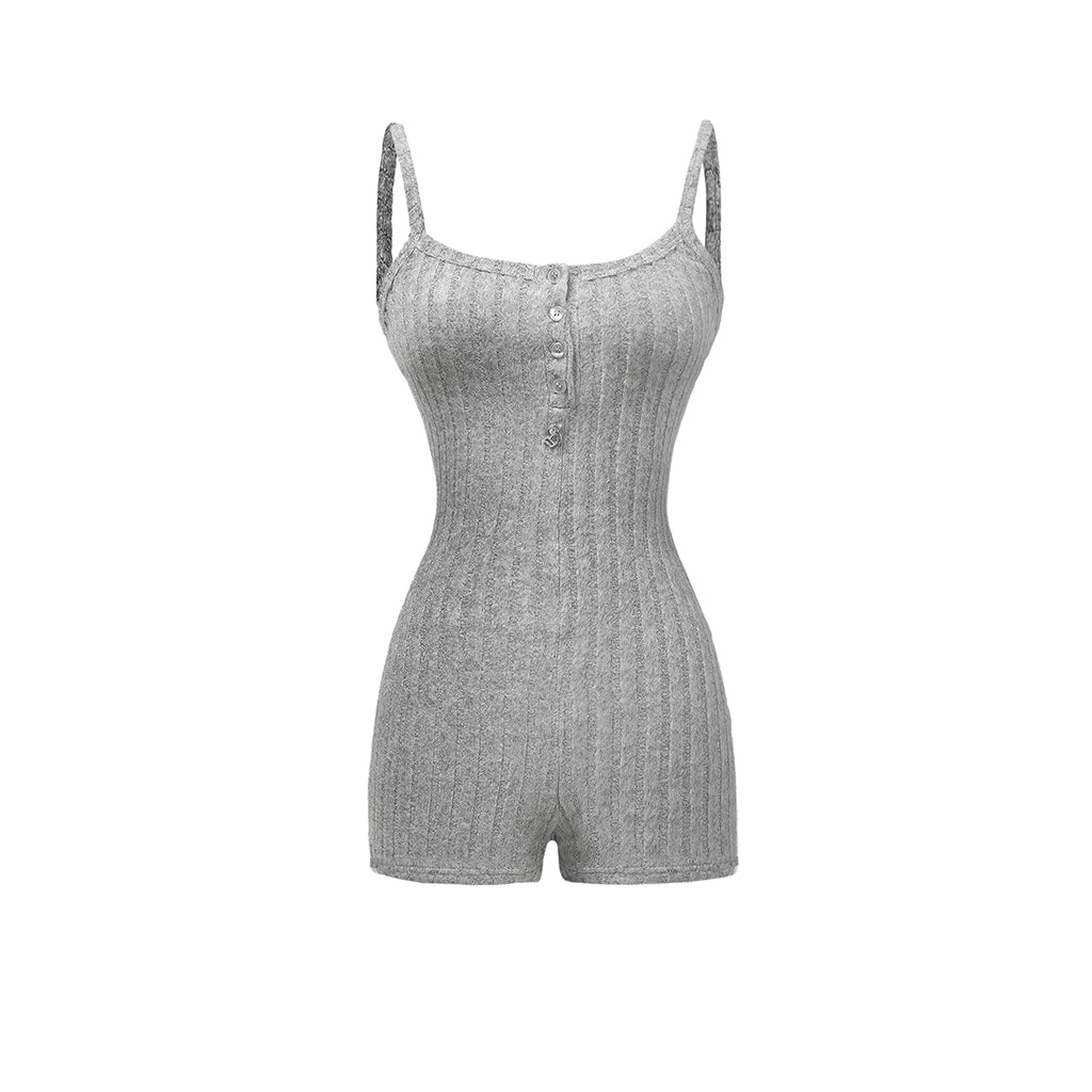 Gray bodysuit with thin straps on a white background