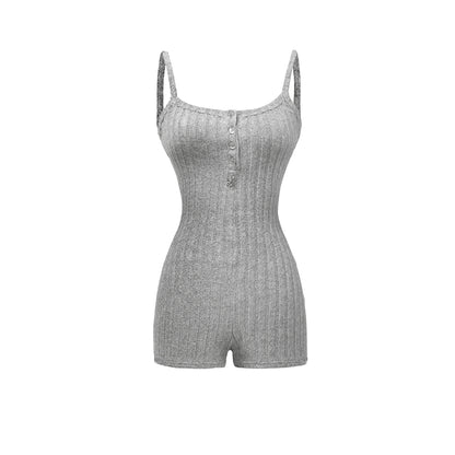 Gray bodysuit with thin straps on a white background