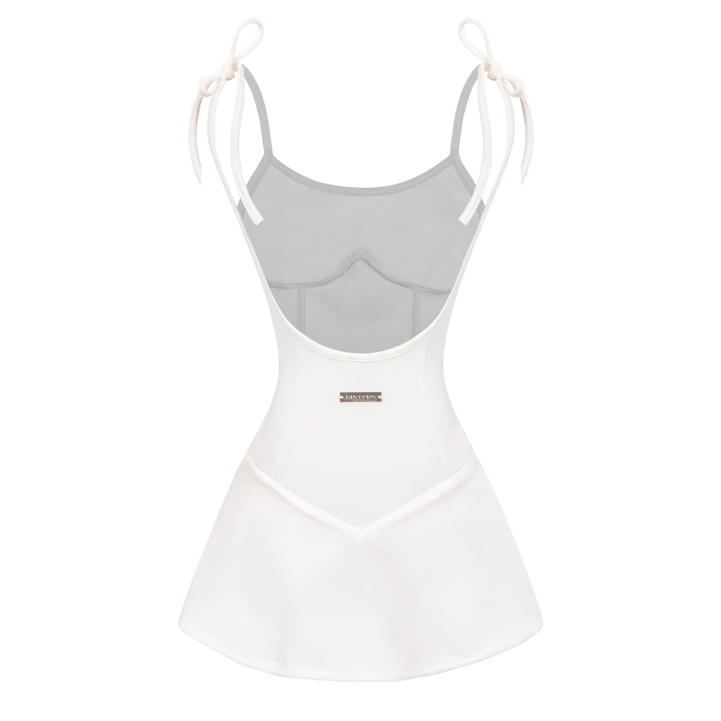 White bodysuit with gray top on a white background