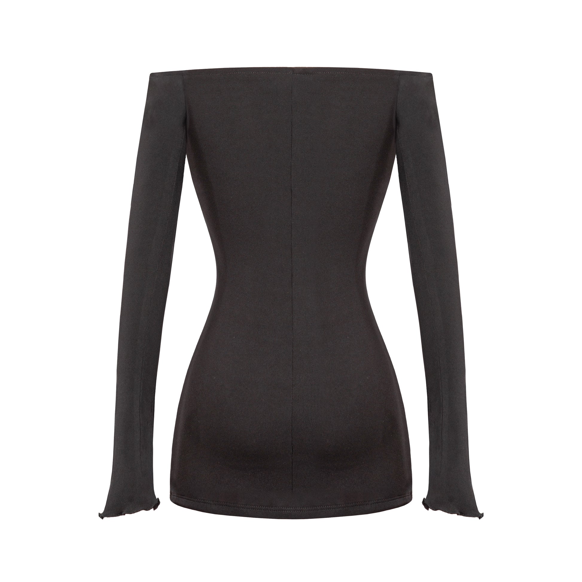 Black long-sleeve top on a white background