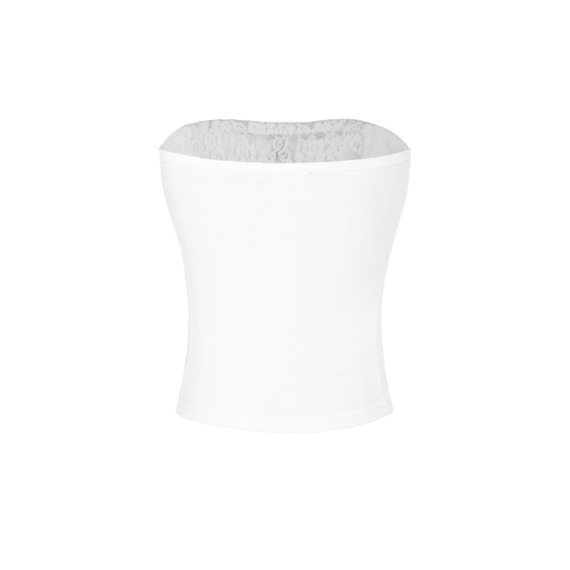 White strapless top on a white background