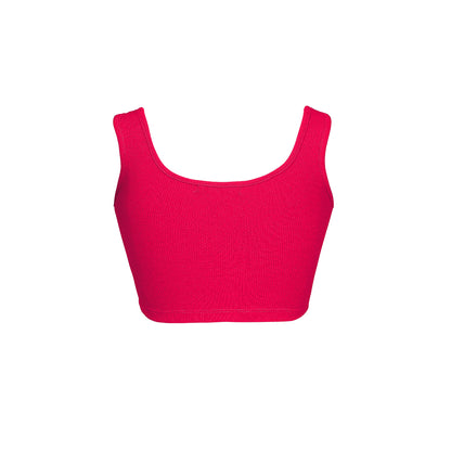 Pink crop top on a white background