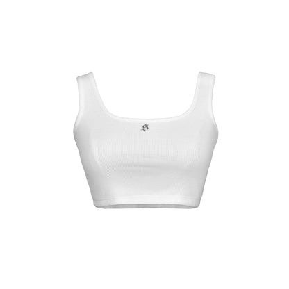 White crop top on a white background