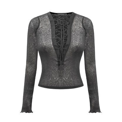 SISTERS - Linen Lace-Up Top