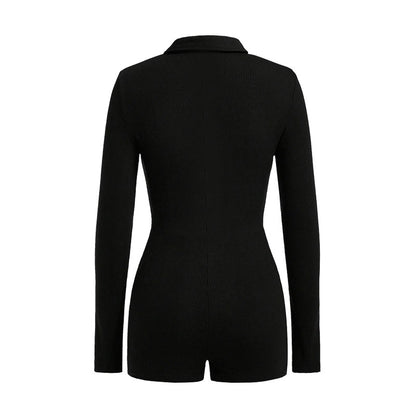 Black bodysuit on a white background