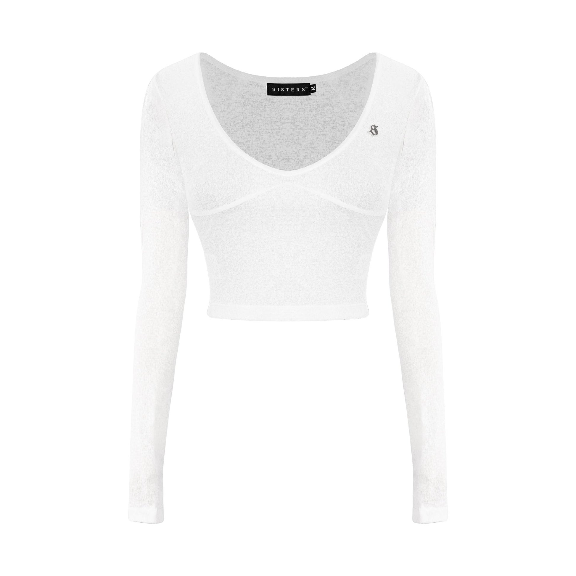 White long-sleeve top on a white background