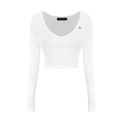 White long-sleeve top on a white background
