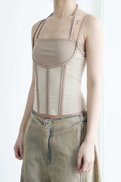 Melios Mesh Top in ivory by Bunnyhill Concept