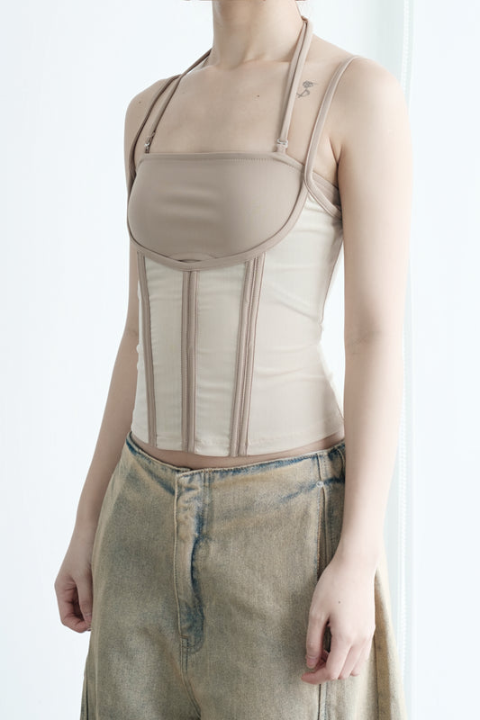 Melios Mesh Top in ivory by Bunnyhill Concept