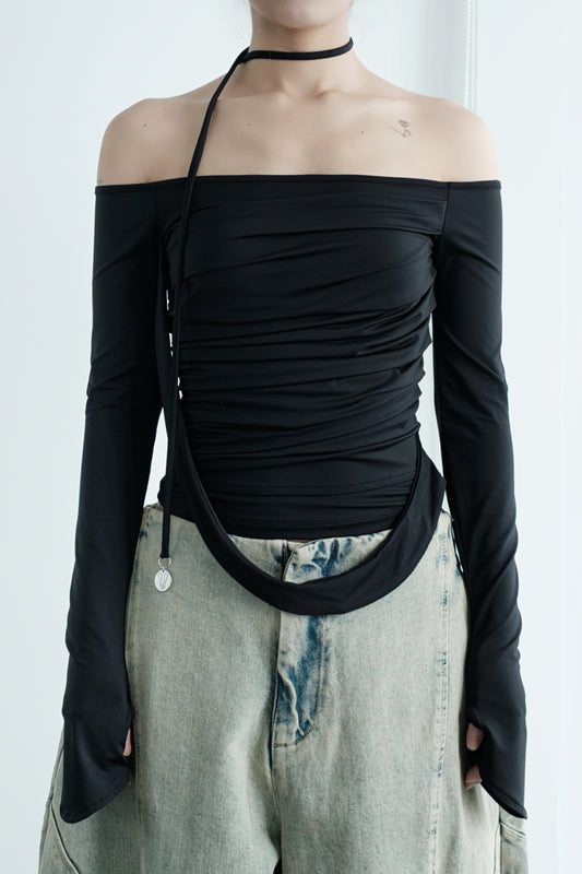 Fitted stretch-knit top with long sleeves – Bunnyhill