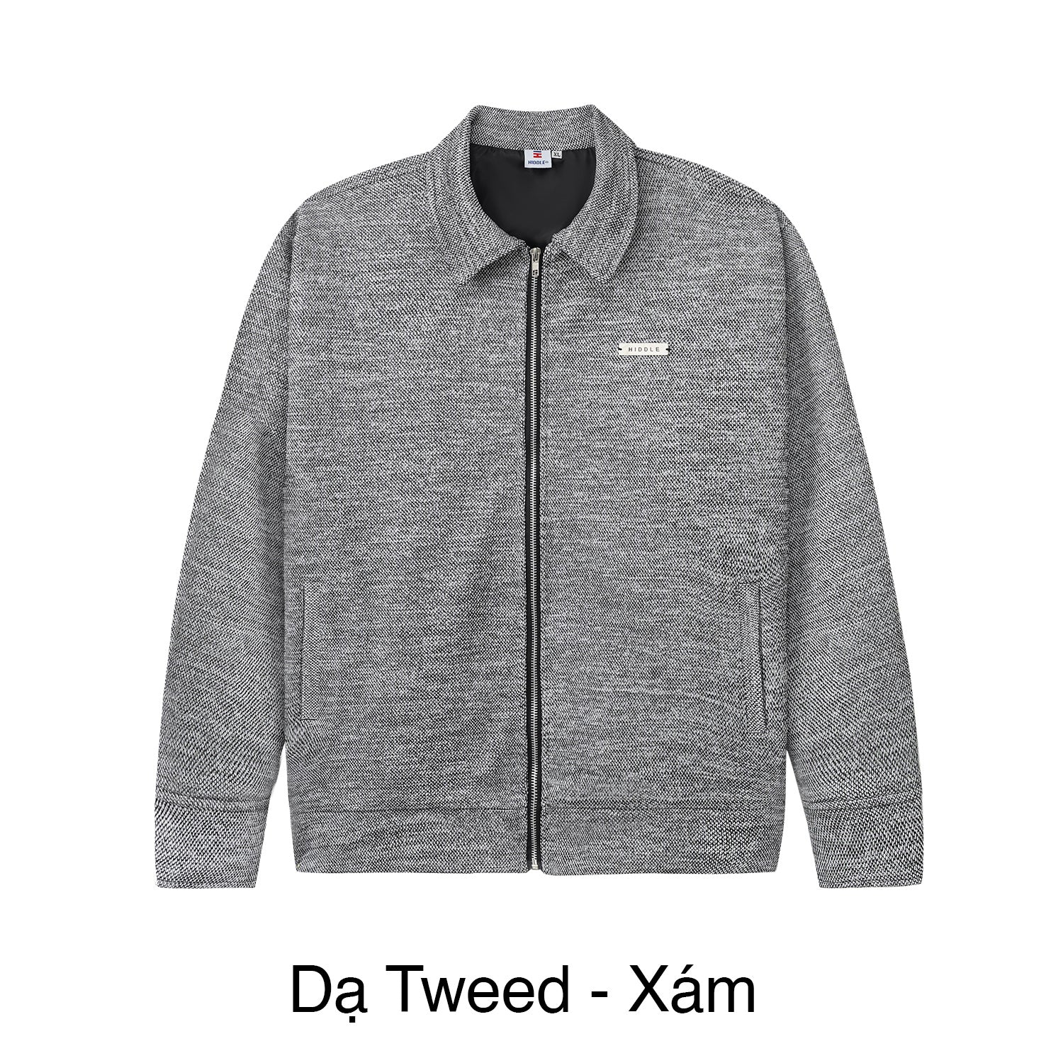 Gray zip-up jacket on a white background