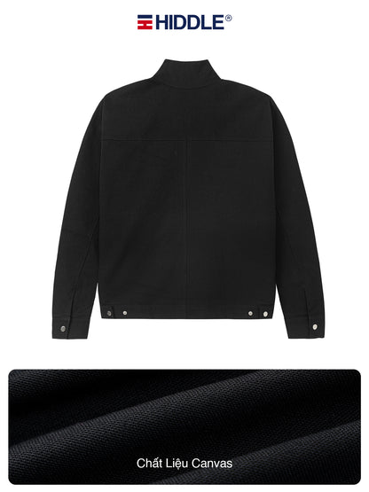 Black jacket with Hiddle logo on a white background