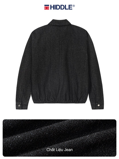 Black jacket with 'Hiddle' branding on a white background