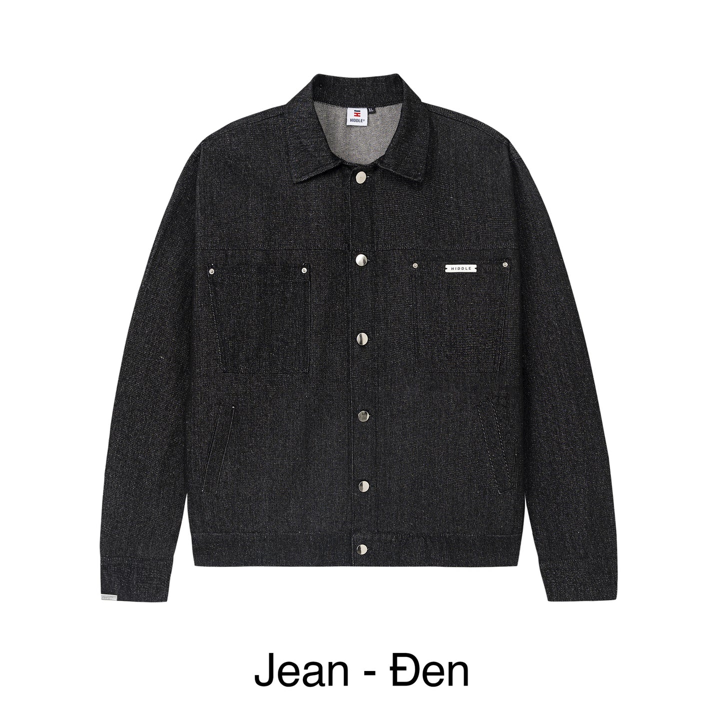 Dark denim jacket on a white background