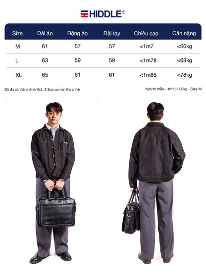 Hiddle clothing size chart with two models wearing the outfit.