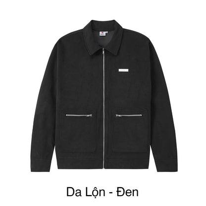 Black jacket with zippers on a white background