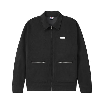 Black jacket with zippers on a white background